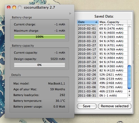 Screenshot: MacBook Battery Capacity