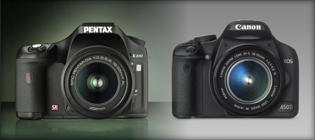 Pentax K200D und Canon EOS 450D