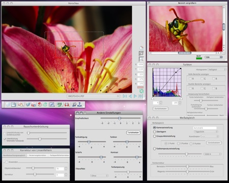 Screenshot: PENTAX PHOTO Laboratory und Mac OS X