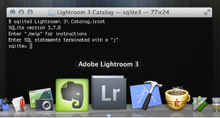 Screenshot: Adobe Lightroom und SQLite